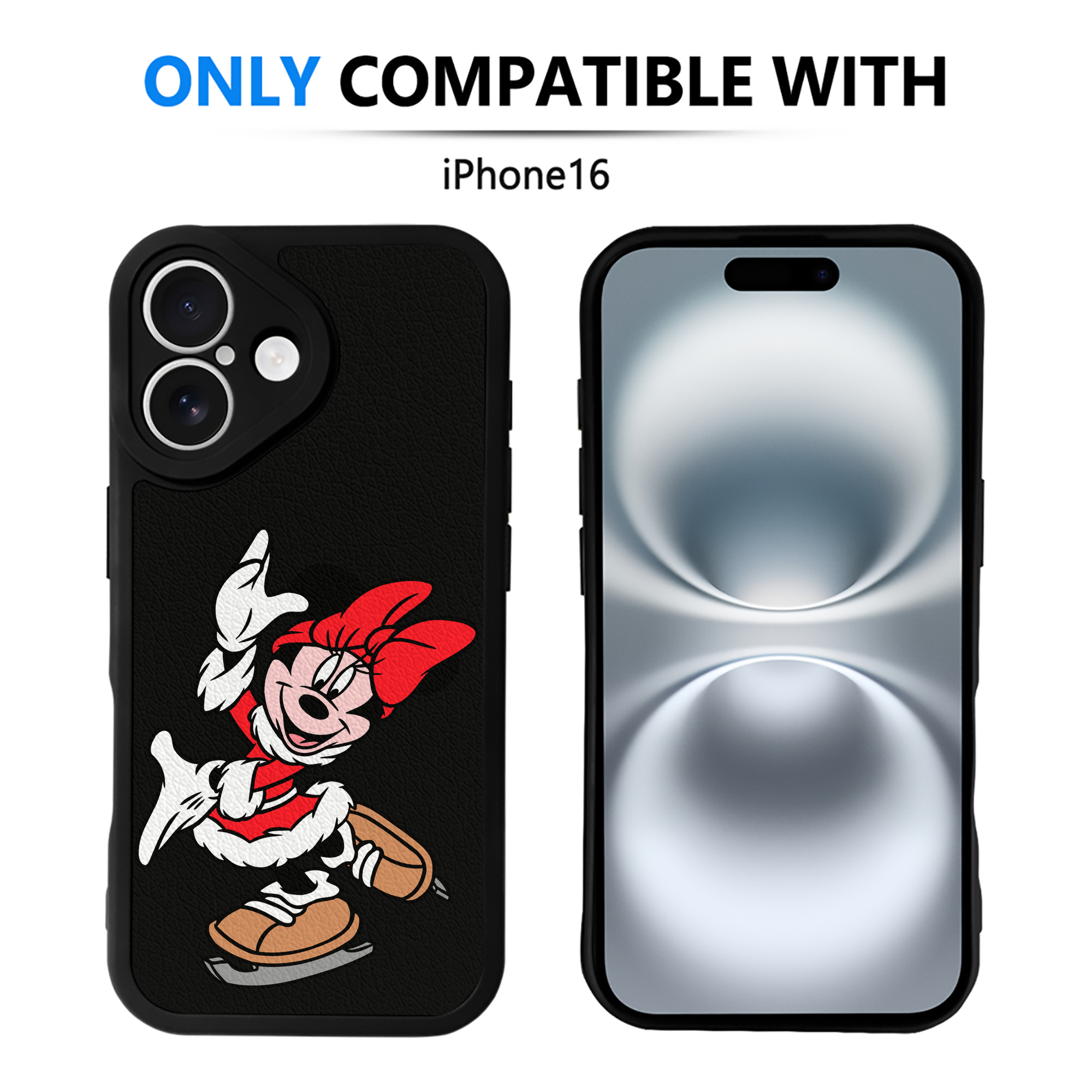 （画像用） ミッキーマウス Mickey Mouse 【iPhone 16シリーズ対応】シリコンスマホケース（レザー調） 材質：シリコン